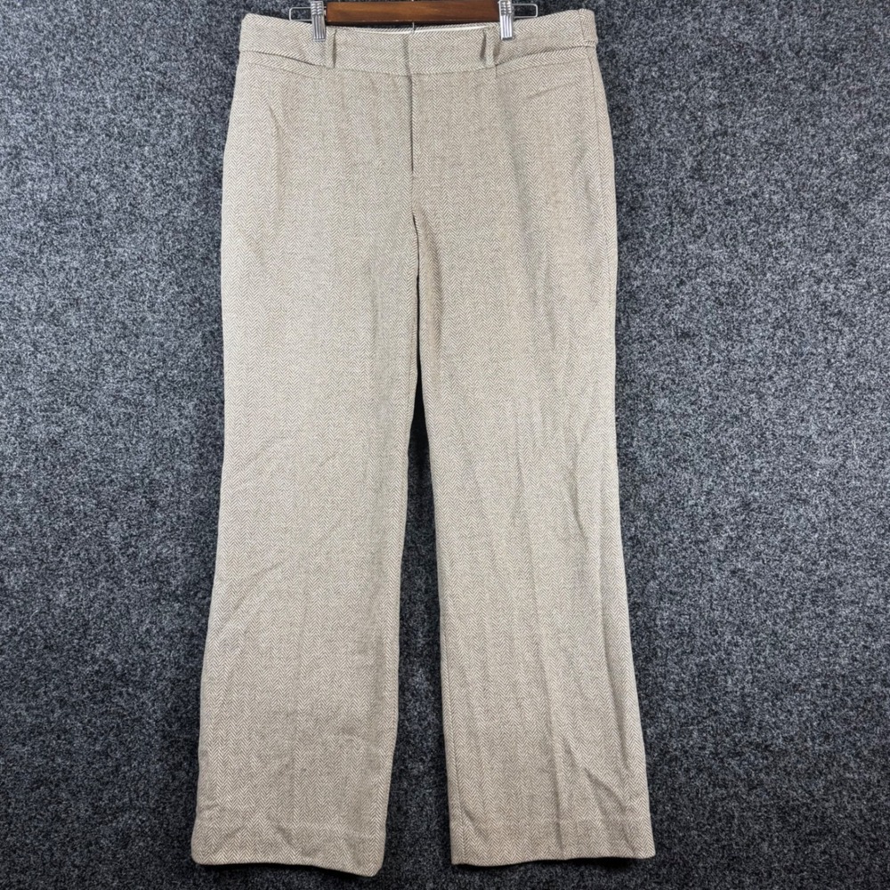 Banana Republic Martin Fit Herringbone Wool Blend Dress Pant Taupe Brown Size 14